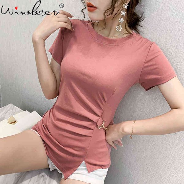 women's t-shirt summer european clothes cotton solid irregular women short sleeve bottoming shirt all match tees 2021 t14007a, White
women's t-shirt summer european clothes cotton solid irregular women short sleeve bottoming shirt all match tees 2021 t14007a, White