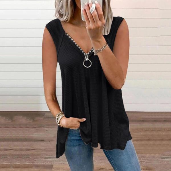 women's blouses & shirts sleeveless vesblouses women v-neck zipper solid color tank elegant office lady tunic summer clothing, White
women's blouses & shirts sleeveless vesblouses women v-neck zipper solid color tank elegant office lady tunic summer clothing, White
