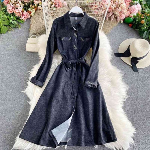 retro shirt skirt fashion single-breasted dress with waist and thin temperament casual a-line big swing hk094 210507, Black;gray
retro shirt skirt fashion single-breasted dress with waist and thin temperament casual a-line big swing hk094 210507, Black;gray