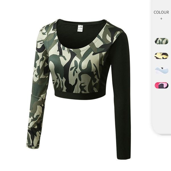 women's fitness yoga clothes, sports running training, navel tight and quick-drying camouflage long-sleeved 5015
women's fitness yoga clothes, sports running training, navel tight and quick-drying camouflage long-sleeved 5015