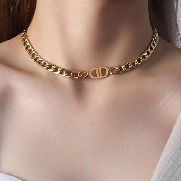fashion cuban choker necklace gold color thick chain titanium steel chunky necklaces dd letter women pendant jewelry chains, Silver
fashion cuban choker necklace gold color thick chain titanium steel chunky necklaces dd letter women pendant jewelry chains, Silver