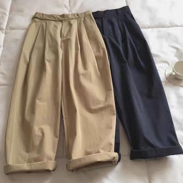 women's pants & capris women fashion office wear wide leg cotton simple loose high waist button female trousers 2021 autumn mujer casua, Black;white
women's pants & capris women fashion office wear wide leg cotton simple loose high waist button female trousers 2021 autumn mujer casua, Black;white