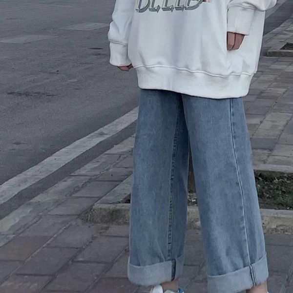 lente en herfst nieuwe wijde womens jeans pijpen kinderen losse koreaanse studenten slanke hoge taille veelzijdige rechte broek vrouwen, Blue
lente en herfst nieuwe wijde womens jeans pijpen kinderen losse koreaanse studenten slanke hoge taille veelzijdige rechte broek vrouwen, Blue