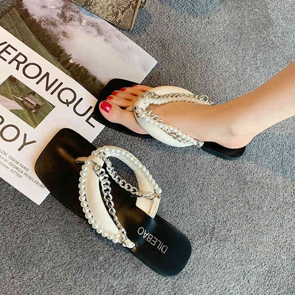 women's flip flops 2021 summer fashion chain beaded decoration dign flat beach sandals office slippers woman sho, Black
women's flip flops 2021 summer fashion chain beaded decoration dign flat beach sandals office slippers woman sho, Black