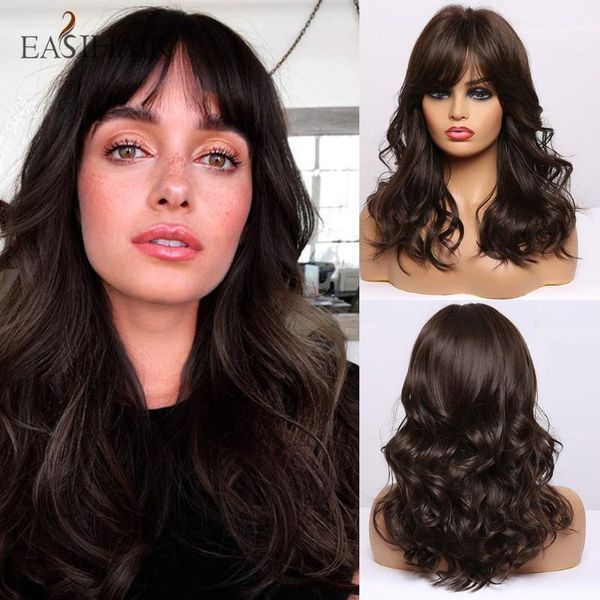 medium length dark bown synthetic wigs natural hair wig with bangs women wavy heat resistant cosplay wig1, Black
medium length dark bown synthetic wigs natural hair wig with bangs women wavy heat resistant cosplay wig1, Black