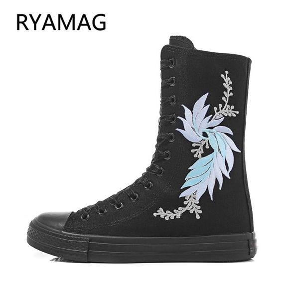 boots ryamag 2021 women's canvas mid calf dance flat flower embroidery fashion folk-custom zipper vulcanize sneakers, Black
boots ryamag 2021 women's canvas mid calf dance flat flower embroidery fashion folk-custom zipper vulcanize sneakers, Black