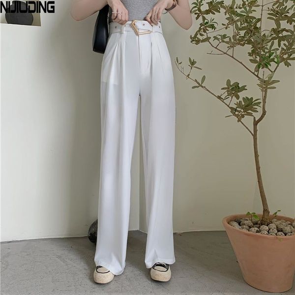 office ladies wide leg pants with belt spring autumn loose high waist elegant women suit casual female long trousers 210514, Black;white
office ladies wide leg pants with belt spring autumn loose high waist elegant women suit casual female long trousers 210514, Black;white