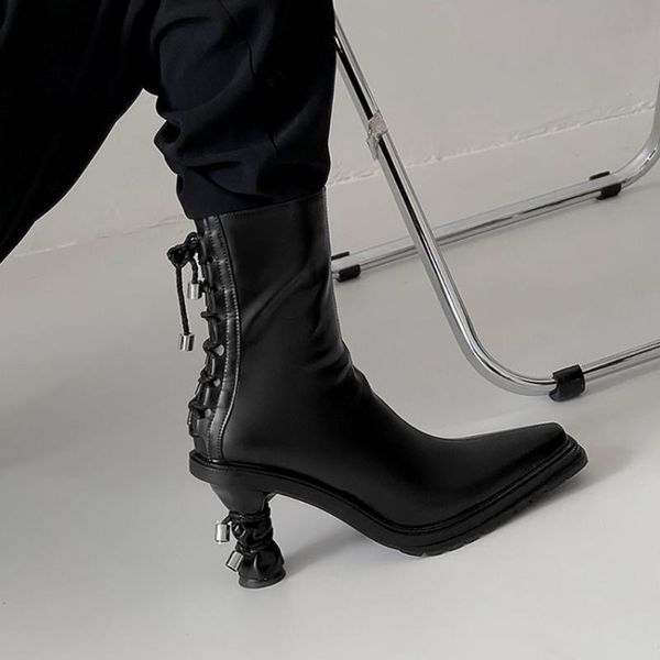 boots womens pointy toe genuine leather ankle punks motorcycle strange high heel shoes retro black white lace up
boots womens pointy toe genuine leather ankle punks motorcycle strange high heel shoes retro black white lace up