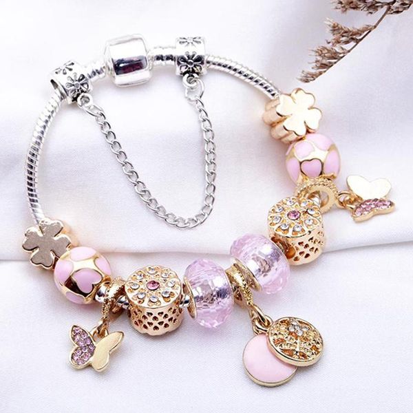 charm bracelets animal series butterfly pendant with pink crystal beads bangles for women christmas jeweley pulseira, Golden;silver
charm bracelets animal series butterfly pendant with pink crystal beads bangles for women christmas jeweley pulseira, Golden;silver