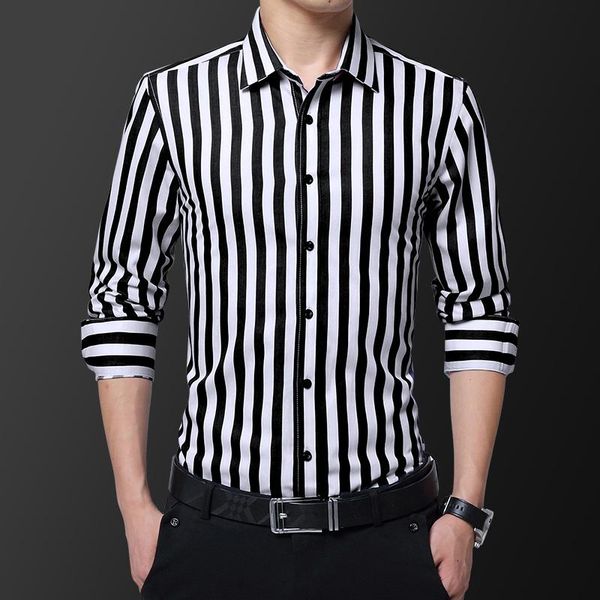 men's casual shirts 100% cotton vertical stripes formal shirt office male suit work business commuter, White;black
men's casual shirts 100% cotton vertical stripes formal shirt office male suit work business commuter, White;black