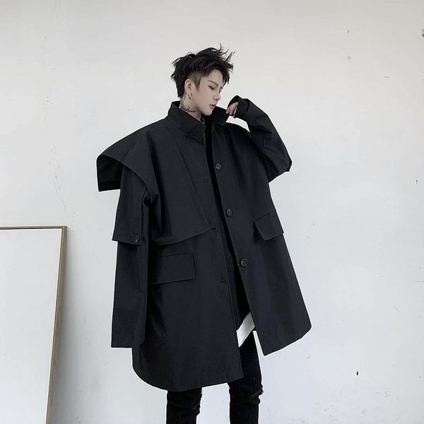 men's trench coats men japan street dark black casual loose coat outerwear male stand collar gothic hip hop long jacket windbreaker ove, Tan;black
men's trench coats men japan street dark black casual loose coat outerwear male stand collar gothic hip hop long jacket windbreaker ove, Tan;black