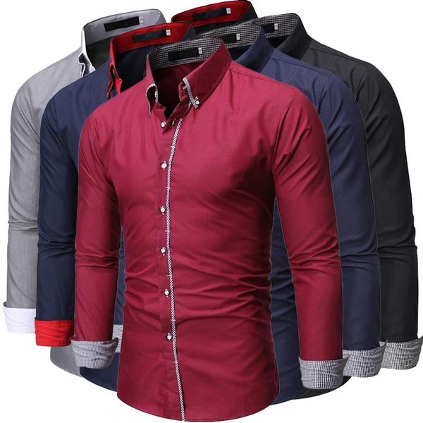 men's casual shirts men long sleeve slim fit dress cotton classic stand collar button down shirt, White;black
men's casual shirts men long sleeve slim fit dress cotton classic stand collar button down shirt, White;black