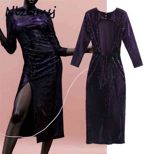 dres purple sequin party fashion glitter backless midi es woman hem vent elegant 210628, Black;gray
dres purple sequin party fashion glitter backless midi es woman hem vent elegant 210628, Black;gray