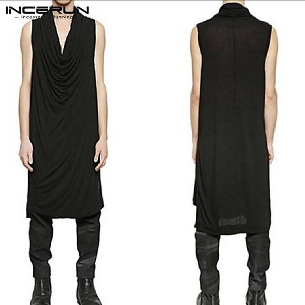 men's casual shirts summer mens sleeveless fashion stylish irregular collar black long shirt solid color lengthen blouse incerun, White;black
men's casual shirts summer mens sleeveless fashion stylish irregular collar black long shirt solid color lengthen blouse incerun, White;black