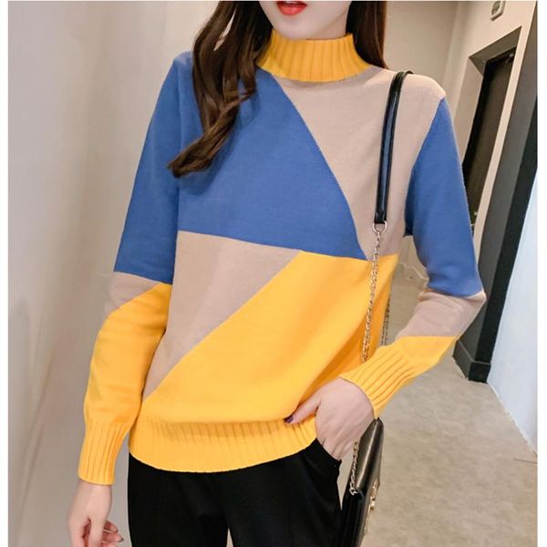 women's sweaters lukaxsikax 2021 autumn winter women loose sweater korean fashion contrast color knitted pullover, White;black
women's sweaters lukaxsikax 2021 autumn winter women loose sweater korean fashion contrast color knitted pullover, White;black