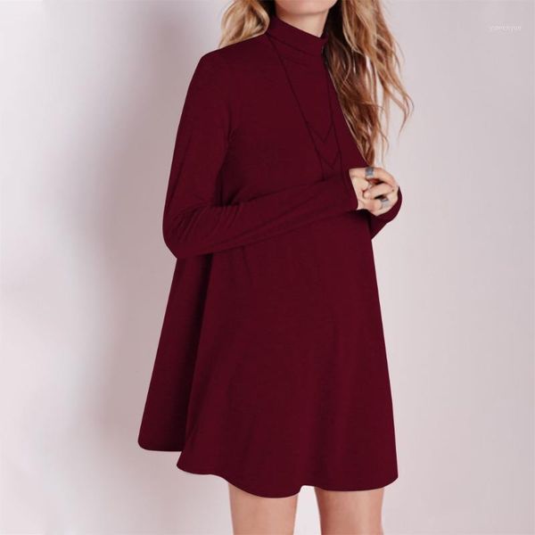 casual mini dress women winter solid color long sleeve o neck vintage loose elegant dresses vestidos robe, Black;gray
casual mini dress women winter solid color long sleeve o neck vintage loose elegant dresses vestidos robe, Black;gray
