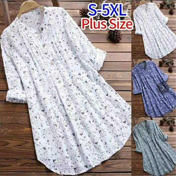 women's t-shirt 2021 style shirt cotton and linen floral mid-length loose, White
women's t-shirt 2021 style shirt cotton and linen floral mid-length loose, White