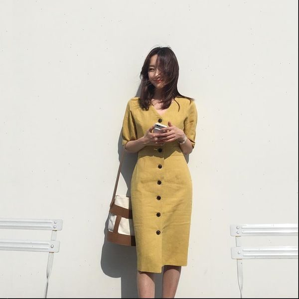 women dresses summer dress cotton linen ol casual half sleeve v neck solid yellow boho robe femme vestido, Black;gray
women dresses summer dress cotton linen ol casual half sleeve v neck solid yellow boho robe femme vestido, Black;gray