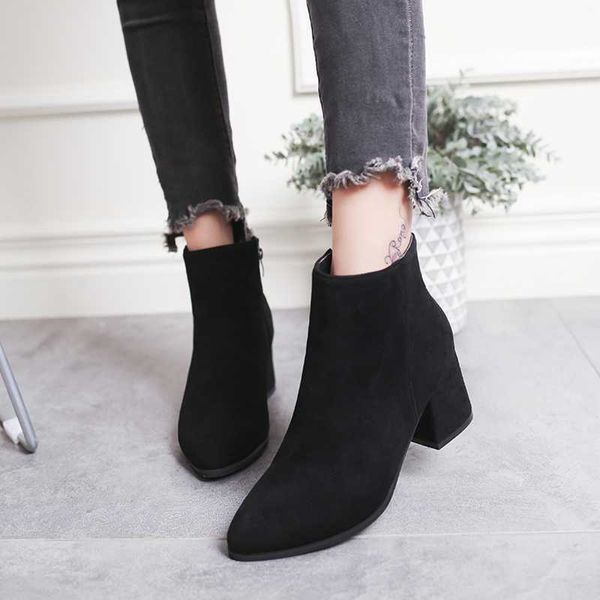 ladies zipper suede high heels pointed toe short fashion women's shoes thick heel short tube martin boots high heel women boots y1018, Black
ladies zipper suede high heels pointed toe short fashion women's shoes thick heel short tube martin boots high heel women boots y1018, Black