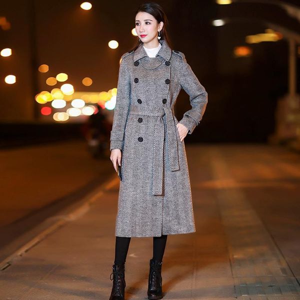 women's wool & blends overcoat middle long autumn winter 2021 herringbone double faced fashion, Black
women's wool & blends overcoat middle long autumn winter 2021 herringbone double faced fashion, Black