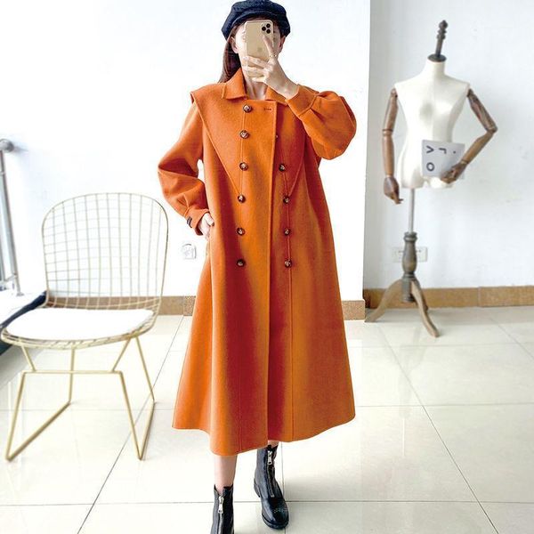 women's wool & blends women 2021 autumn winter lapel neck long woolen coat female double-breasted casual sleeve outwear loose coats a32, Black
women's wool & blends women 2021 autumn winter lapel neck long woolen coat female double-breasted casual sleeve outwear loose coats a32, Black