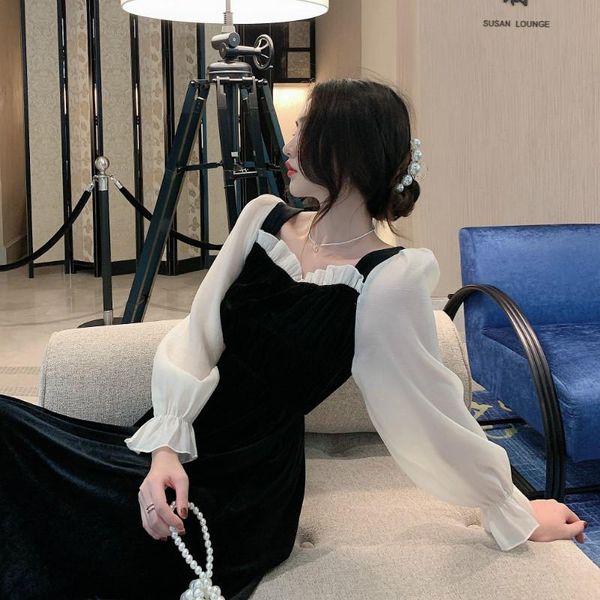 casual dresses black vintage dress women square collar long sleeve evening party retro gothic female one piece korean 2021 autumn, Black;gray
casual dresses black vintage dress women square collar long sleeve evening party retro gothic female one piece korean 2021 autumn, Black;gray