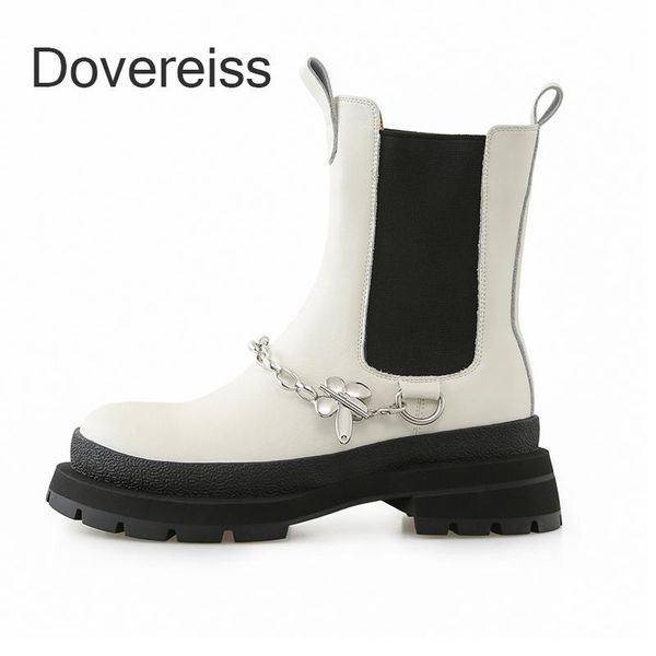 boots dovereiss fashion women's shoes winter metal chain white round toe genuine leather concise ankle block heels mature 33 40, Black
boots dovereiss fashion women's shoes winter metal chain white round toe genuine leather concise ankle block heels mature 33 40, Black