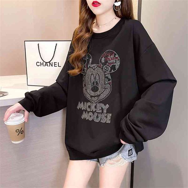 autumn 2021 new korean fashion medium and long loose design sense of minority versatile round neck drill women's sweater, Black
autumn 2021 new korean fashion medium and long loose design sense of minority versatile round neck drill women's sweater, Black