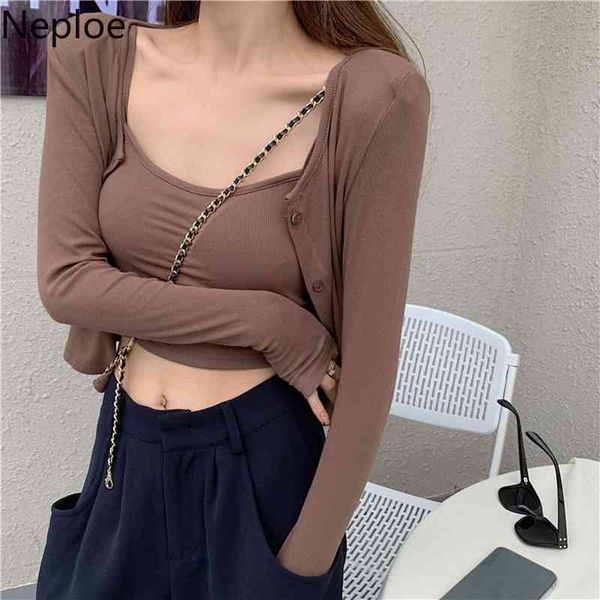 neploe cropped cardigan sling crop 2 piece set women korean casual suit femme roupas two piece set female 95320 210422, White
neploe cropped cardigan sling crop 2 piece set women korean casual suit femme roupas two piece set female 95320 210422, White
