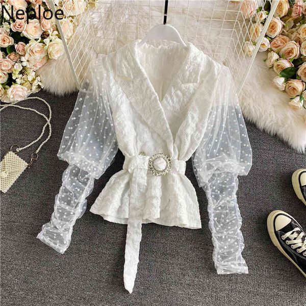 neploe korean shirts women temperament notched collar blusas patchwork gauze puff sleeve blouses chic short female 210422, White
neploe korean shirts women temperament notched collar blusas patchwork gauze puff sleeve blouses chic short female 210422, White