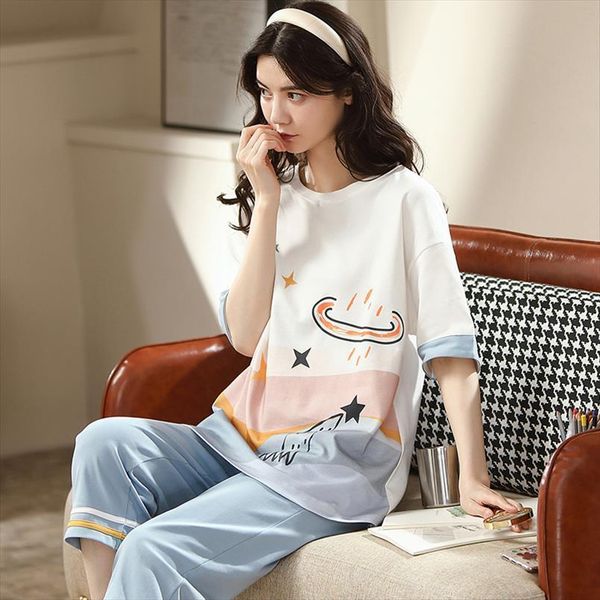 cartoon pajamas set summer womens sleepwears nightwear pijama mujer loose short sleeve calf length pants night suit pyjamas femme, Black;red
cartoon pajamas set summer womens sleepwears nightwear pijama mujer loose short sleeve calf length pants night suit pyjamas femme, Black;red