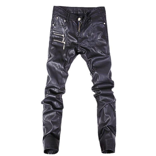 men's pants leather fashion boutique men tight motorcycle trousers personality zipper decoration pant, Black
men's pants leather fashion boutique men tight motorcycle trousers personality zipper decoration pant, Black