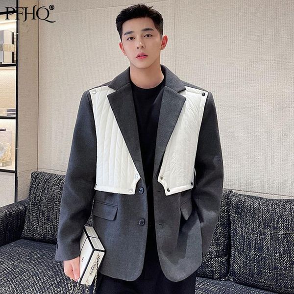 men's suits & blazers pfhq men fashion detachable quilted patch thick woolen 2021 loose single breast tweed autumn winter 21e361, White;black
men's suits & blazers pfhq men fashion detachable quilted patch thick woolen 2021 loose single breast tweed autumn winter 21e361, White;black