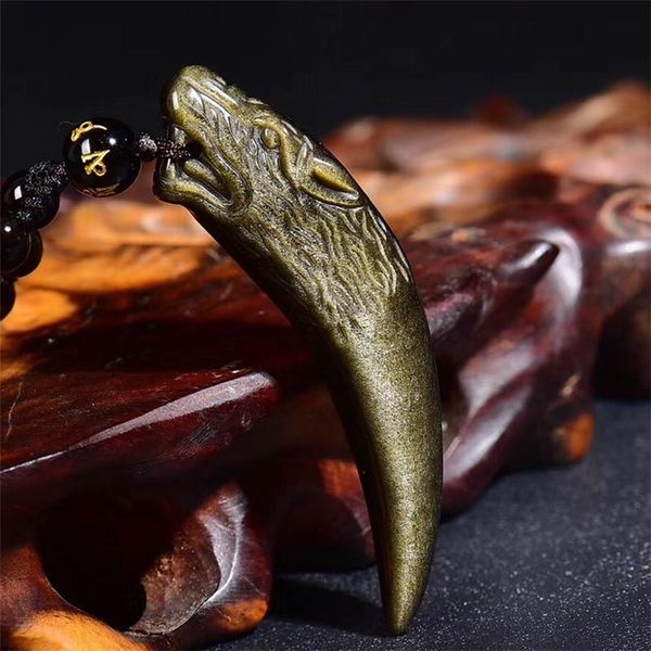 decorative objects & figurines natural stone gold obsidian handmade carved wolf teeth lucky amulet animal pendant powerful fashion jewelry g
decorative objects & figurines natural stone gold obsidian handmade carved wolf teeth lucky amulet animal pendant powerful fashion jewelry g