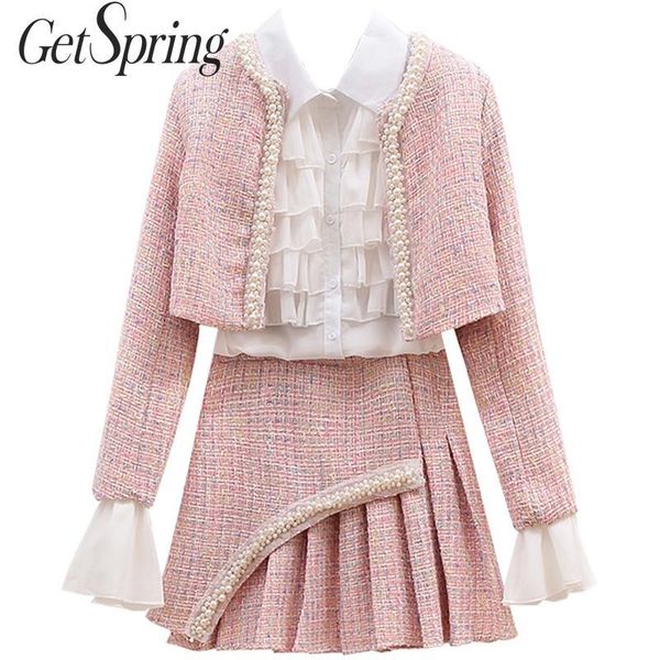 two piece dress getwpring women set skirt sets flare sleeve shirt pearl patchwork short coat high waist pleated skirts 3, White
two piece dress getwpring women set skirt sets flare sleeve shirt pearl patchwork short coat high waist pleated skirts 3, White