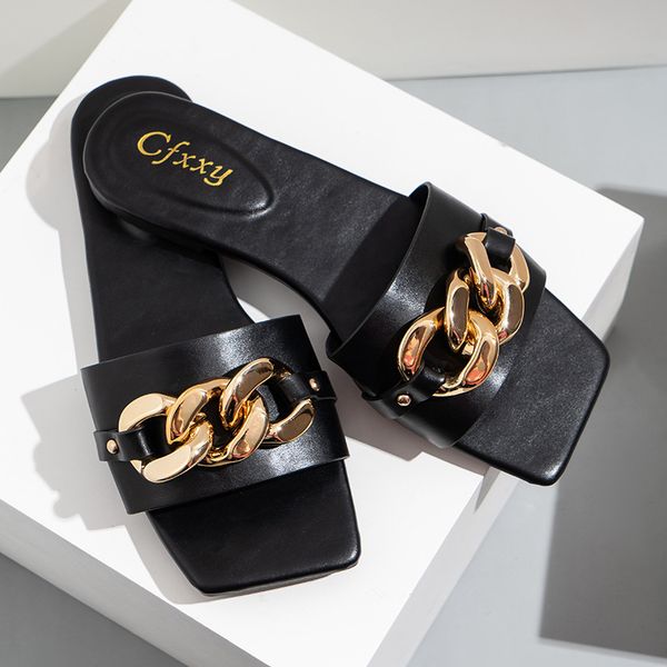 2021 women slippers causal ladies square toe flat outdoor slides fashion metal decoration female shoes open toe beach lady shoes, Black
2021 women slippers causal ladies square toe flat outdoor slides fashion metal decoration female shoes open toe beach lady shoes, Black