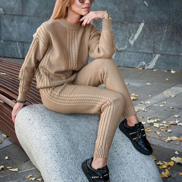 women's two piece pants floy fashion casual loose solid knitted suits women elegant o neck pullover sweaters suit full length ladies, White
women's two piece pants floy fashion casual loose solid knitted suits women elegant o neck pullover sweaters suit full length ladies, White