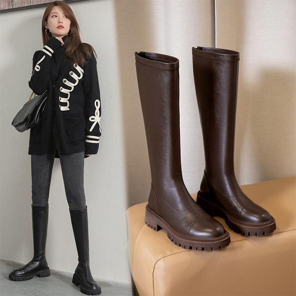 boots round toe knee high for women autumn winter chunky heels shoes woman genuine leather party basic tight, Black
boots round toe knee high for women autumn winter chunky heels shoes woman genuine leather party basic tight, Black