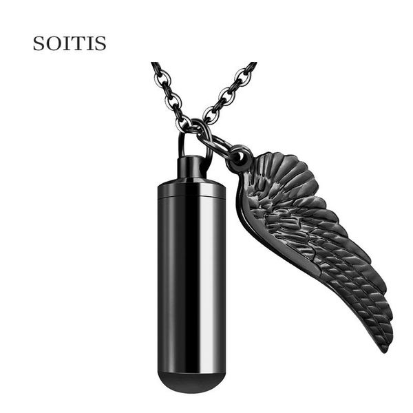 pendant necklaces soitis black angel wing decorative medium bottle cremation urn necklace keepsake gift perfume for women, Silver
pendant necklaces soitis black angel wing decorative medium bottle cremation urn necklace keepsake gift perfume for women, Silver