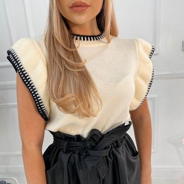 women's vests patchwork harajuku ruffles short sleeve sweater vest ribbed fashion casual o neck knitted women pullovers jumper, Black;white
women's vests patchwork harajuku ruffles short sleeve sweater vest ribbed fashion casual o neck knitted women pullovers jumper, Black;white