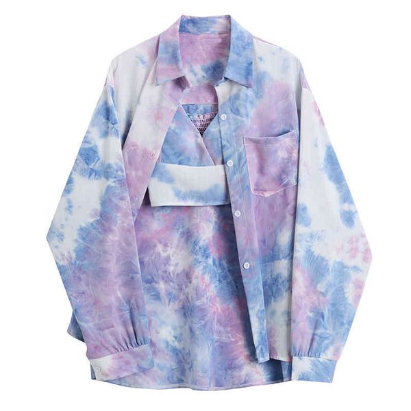 women's jackets two-piece tie-dye shirt female spring and summer korean harajuku bf loose long-sleeved + camisole 53m3, Black;brown
women's jackets two-piece tie-dye shirt female spring and summer korean harajuku bf loose long-sleeved + camisole 53m3, Black;brown