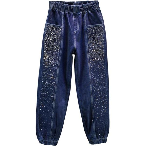spring women's stretchy rhinestone jeans ladies loose elastic waist ankle-banded denim pants female casual w2524, Blue
spring women's stretchy rhinestone jeans ladies loose elastic waist ankle-banded denim pants female casual w2524, Blue