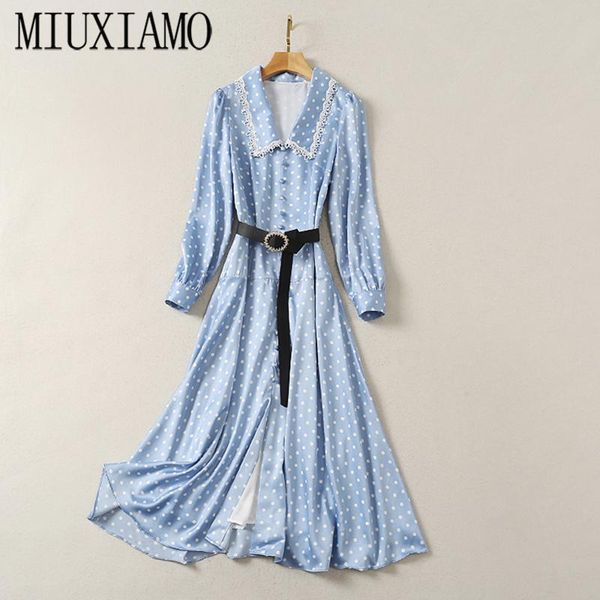 casual dresses miuximao luxurious 2021 fall dress women party dot print long sleeve office lady vestidos with belt, Black;gray
casual dresses miuximao luxurious 2021 fall dress women party dot print long sleeve office lady vestidos with belt, Black;gray