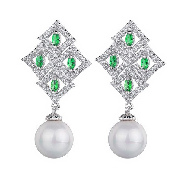 qingxing aaa zircon inlaid style earrings pearl fashion women gorgeous earrings, Golden