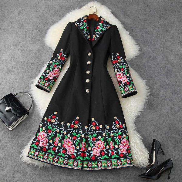 european and american women's wear 2020 winter new style heavy embroidery with long sleeves and lapels fashionable woolen coat, Black
european and american women's wear 2020 winter new style heavy embroidery with long sleeves and lapels fashionable woolen coat, Black