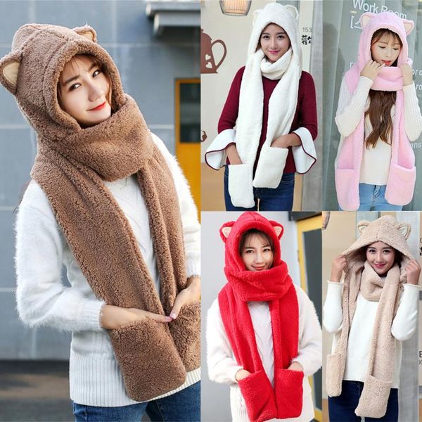 berets winter hats for cartoon warm plush hat with scarf pocket hooded and gloves 3 in 1 set women autumn, Blue;gray
berets winter hats for cartoon warm plush hat with scarf pocket hooded and gloves 3 in 1 set women autumn, Blue;gray