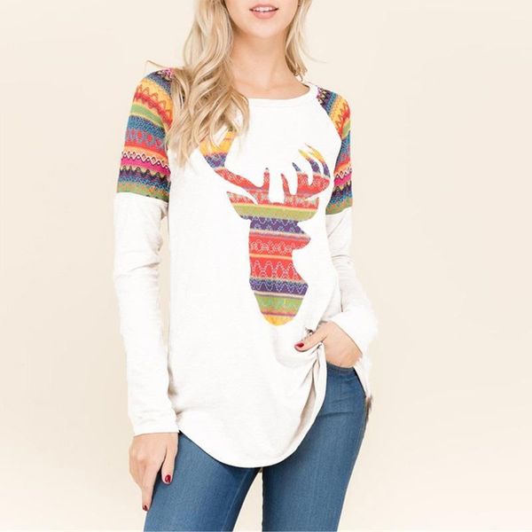 women's t-shirt 2021 elk print autumn christmas t shirt femme causal women female o-neck long sleeve woman slim, White
women's t-shirt 2021 elk print autumn christmas t shirt femme causal women female o-neck long sleeve woman slim, White
