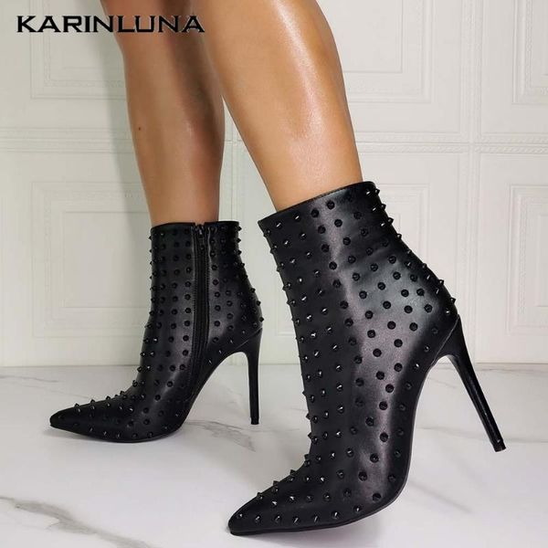 boots karin sxey high heels fashion quality metal decroation pointed toe rivet thin zip ankle solid woman, Black
boots karin sxey high heels fashion quality metal decroation pointed toe rivet thin zip ankle solid woman, Black