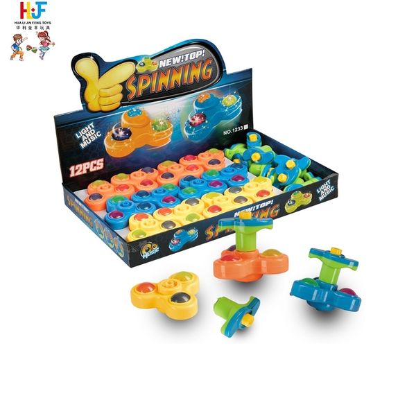 night market square light music finger gyro transmitter trefoil toy gift