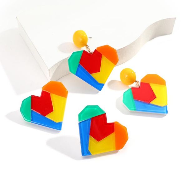 unique acrylic heart drop earrings fashion statement rainbow color dangle pendant jewelry gift women & chandelier, Silver
unique acrylic heart drop earrings fashion statement rainbow color dangle pendant jewelry gift women & chandelier, Silver